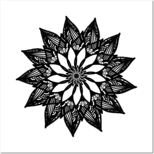 Black and White Flower Posters and Art